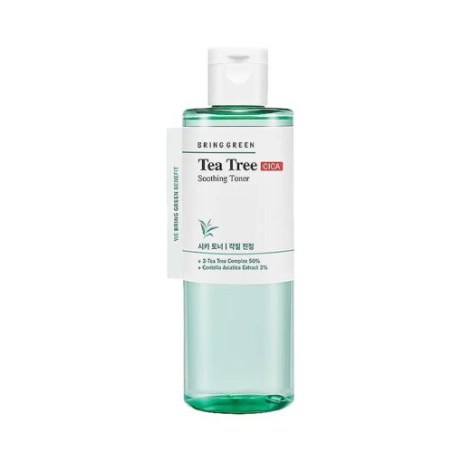 BRING GREEN Tea Tree CICA Soothing Toner Redness Relief for Face, Skin Balancing, AHA, Exfoliating Toner for Oily Skin, Korean Acne Treatment Skin Care, Hydrating, Calming for Dry Sensitive Skin