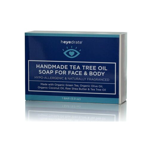 Tea Tree Oil Face Soap and Eyelid Scrub - Handmade with Organic Ingredients ( 1 Pack ) [ Packaging May Vary ]