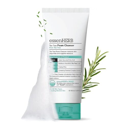 TEA TREE FOAM CLEANSER, Creates a Creamy Foam that Soothes and Moisturizes, For All Skin Types Including Blemishes, ( 150ML )