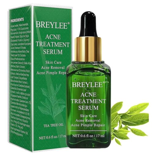 Acne Treatment Serum, BREYLEE Tea Tree Clear Skin Serum for Clearing Severe Acne, Breakout, Remover Pimple and Repair Skin ( 17ml,0.6oz )