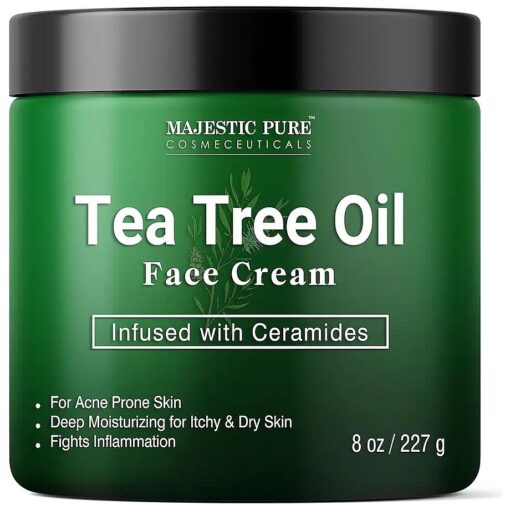 MAJESTIC PURE Tea Tree Oil Face Cream | Cream for Dry & Itchy Skin, Acne, Scar, Day & Night Moisturizer Face Cream for Women & Men | 8 Oz