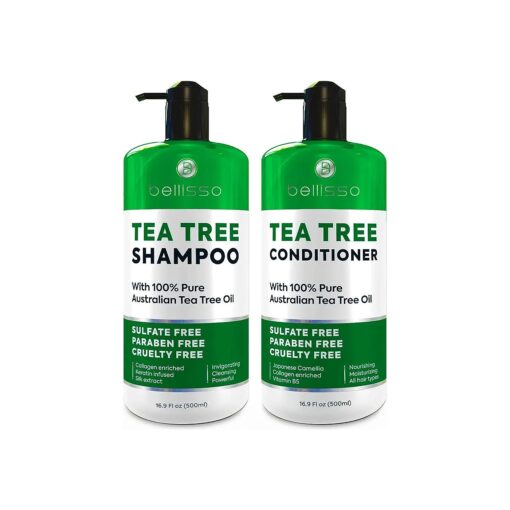 Tea Tree Oil Shampoo and Conditioner Set - Anti Dandruff Treatment for Itchy, Dry Scalps - Ideal for Women and Men with Oily Hair and Scalp Buildup - Sulfate and Paraben Free