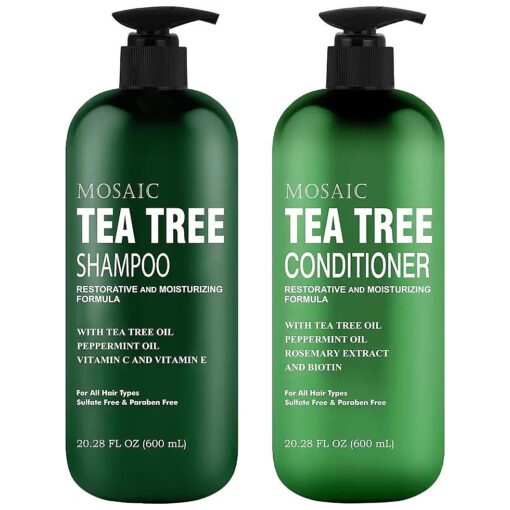 Tea Tree Shampoo and Conditioner Set for Hair Growth, Thinning Hair Loss Treatments Women & Men, Thickening Products, Paraben & Sulfate Free 20.2 FL Oz Each .