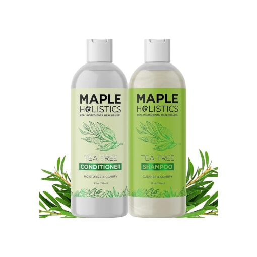 Tea Tree Shampoo and Conditioner Set - Sulfate Free Clarifying Shampoo and Conditioner for Oily Hair & Scalp Care with Australian Tea Tree Oil - Complete Dry Scalp Treatment for Build Up ( 8 Fl Oz )