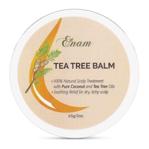 Enam Tea Tree Balm - 100 % Natural Scalp & Hair Balm - Soothes Dry, Itchy Scalp | Dandruff, White Flaky Scalp Relief | Stimulates Scalp | Tea Tree, Rosemary, Argan, Peppermint Oils