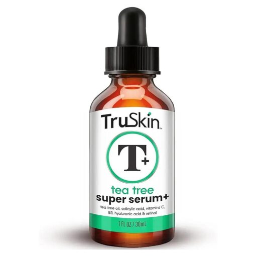 TruSkin Tea Tree Oil for Face - Acne Serum - Unclog Pores, Soothe Breakouts - Blemish Spot Treatment for Smooth, Glowing Skin - Tea Tree Oil for Skin + Salicylic Acid, Niacinamide & Retinol - 1 fl oz