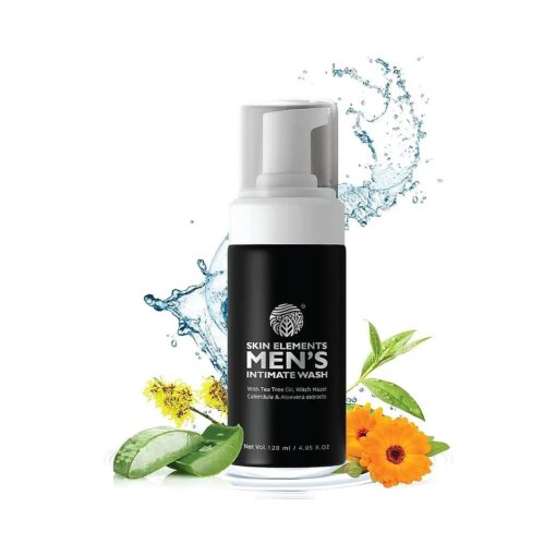 Skin Elements Intimate Wash for Men with Tea Tree Oil | pH Balanced Foaming Hygiene Wash | Prevents Itching, Irritation & Bad Odor | 4.05 fl, oz .