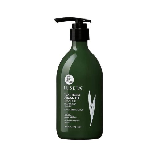 Luseta Tea Tree Shampoo with Argan Oil 16.9 Fl oz- Clarifying, Hydrating and Fighting Dandruff and Itchy Scalp - For Damaged and Oil Hair - Sulfate and Paraben Free for Men and Women