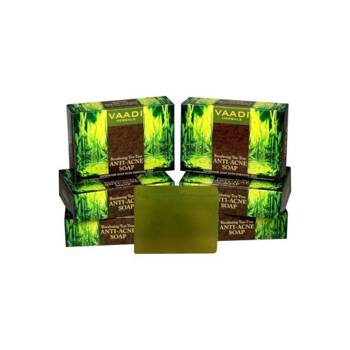 Vaadi Herbals Becalming Tea Tree Soap Anti Acne Therapy, 75g x 6