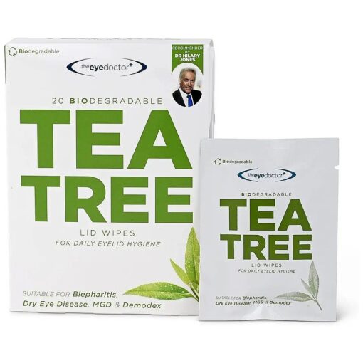 The Eye Doctor Tea Tree Eyelid Wipes - 40x Cleansing Lid Wipes Suitable for Dry Eye Blepharitis MGD & Demodex - Tea Tree, Coconut & Argan Oil