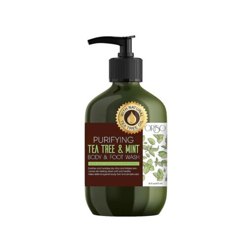 Tea Tree Body Wash with Mint for Women and Men - Helps Acne - Athletes Foot - Jock Itchy - Ringworm - Eczema - Body Odor - Itchy Skin - Moisturizing and Hydrating Sensitive Skin - 16oz