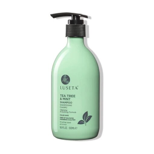 Luseta Tea Tree & Mint Shampoo Cleansing and Soothing for All Hair Types Nourishing & Invigorating Scalp Fights Dandruff 16.9 Oz