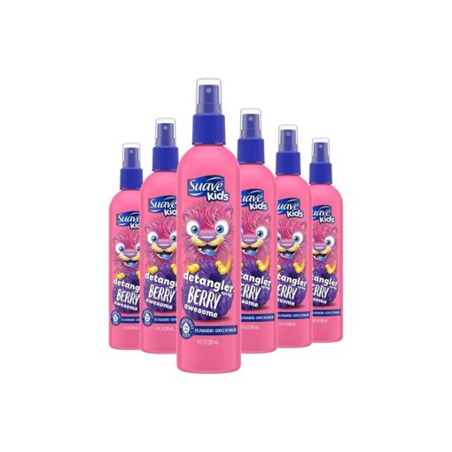 Suave Kids Detangler Spray For Tear-Free Styling, Berry Awesome Dermatologist-Tested Hair Detangler Formula 10 oz, Pack of 6