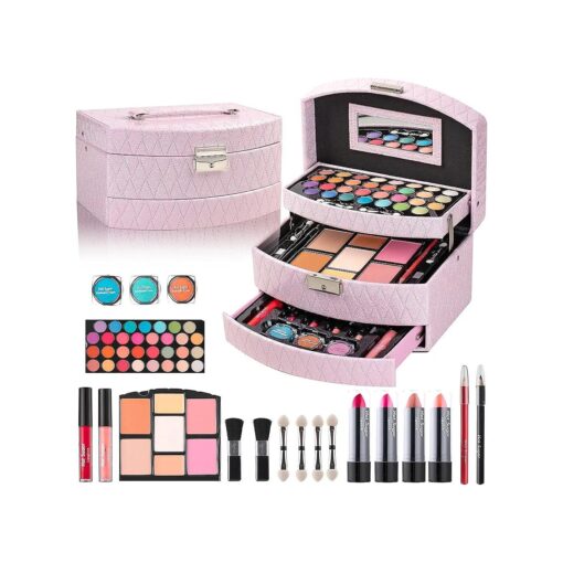 Hot Sugar Girls Makeup Kit for Birthday Gift, All in One Beginner Makeup Kit for Women Full Kit, Christmas Makeup Set for Teens 10 12 13 16 Includes Real Cosmetics and Makeup Tools ( PINK )