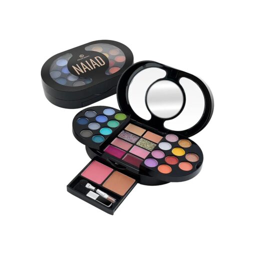 Color Nymph Travel Makeup Palette with Mulit-Colors Eyeshadows, Concealer, Body Glitter, Lip Glosses, Blush, Highlighter, Makeup Applicators And Mirror