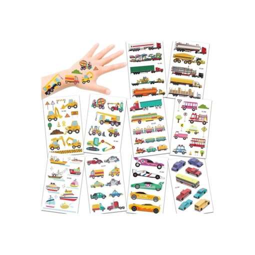 Konsait 82PCS Vehicles Temporary Tattoos Car Fake Tattoo Stickers for Kids Children Girls Boys Party Favors Supplies Kids Birthday Party Bag Filler