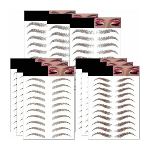 Eyebrow Tattoo Stickers 84 Pairs, 8 Sheets Eyebrow Temporary Tattoo Peel Off Sticker Waterproof 6D Hair-Like False Instant Transfer False Brows