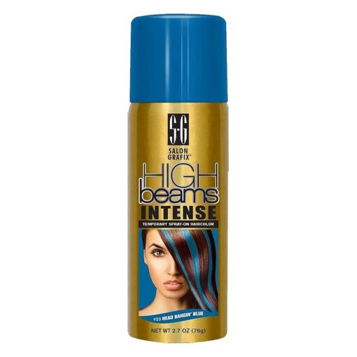 Intense Spray-On Hair Color -Headbanging Blue- 2.7 Oz - Add Temporary Color Highlight to Your Hair Instantly - Great for Streaking, Tipping or Frosting - Washes out Easily