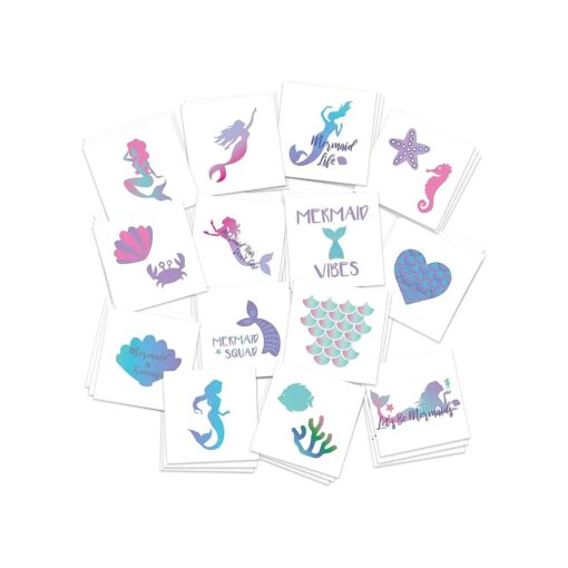 FashionTats Mermaid Temporary Tattoos | Pack of 42 Ombre Tattoos | Skin Safe | MADE IN THE USA