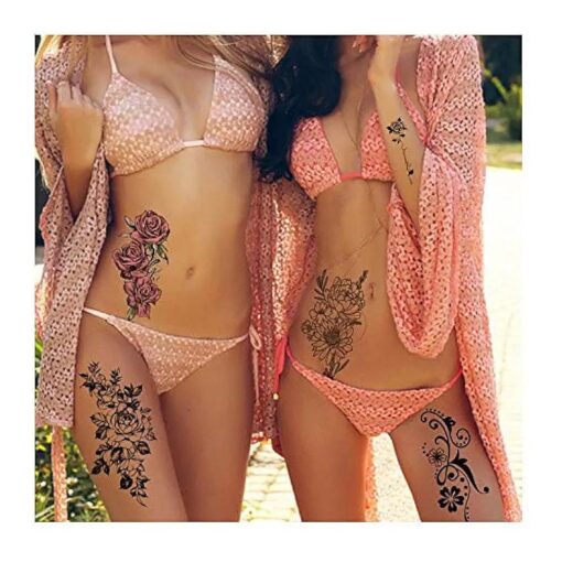 162 Styles Temporary Tattoos for Women Adults Girls, Fake Sleeve Henna Sexy Tattoo Stickers, Leg Makeup Waterproof Realistic Long Lasting Semi Permanent Tattoos Kit-50 sheets