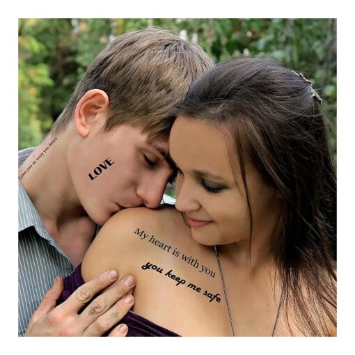 English Tattoo Stickers, 12-Sheet Temporary Tattoos for Women Men, Inspirational Love Letter Short Sentence Personalized Aesthetic Tattoos for Adult Kids