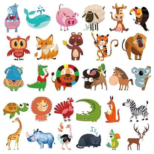 Ooopsiun Zoo Animals Temporary Tattoos for Kids- 100 Tattoos, Animals Birthday Party Decorations Supplies Favors for Kids Boys Girls