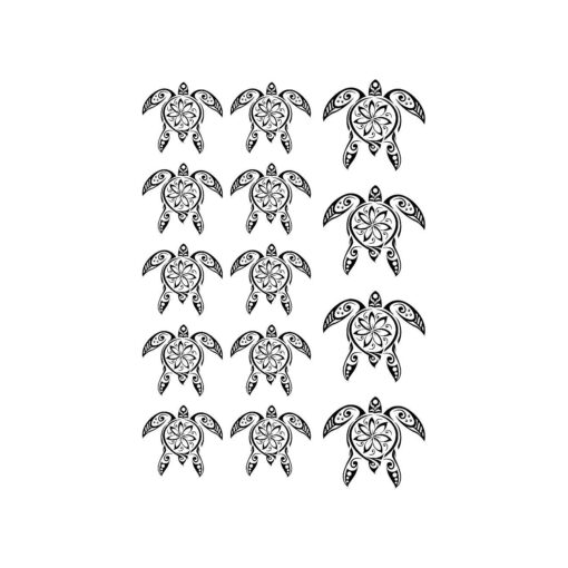 Temporary tattoo turtles black maori tribal body art sticker transfer for arms shoulder Aztec Polynesian Samoan Hawaiian for adult men and women