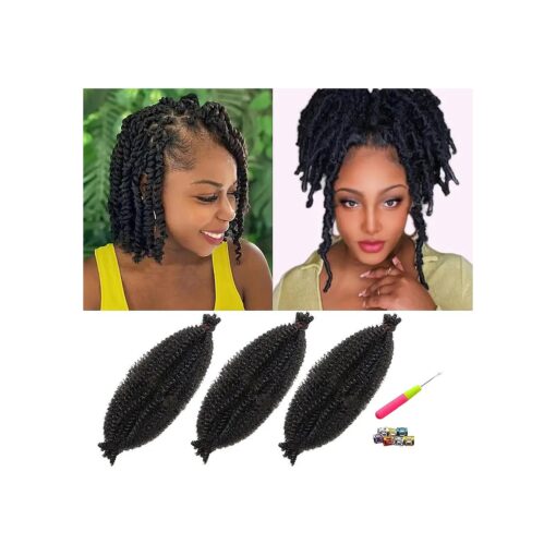 10 Inch Braiding Hair Marley Hair for Faux Locs Crochet Hair Passion Twist Hair Spring Twist Hair Butterfly Locs Soft Locs Curly Braiding Hair Marley Hair Extensions Cuban Twist Hair ( 3 Packs,1B )