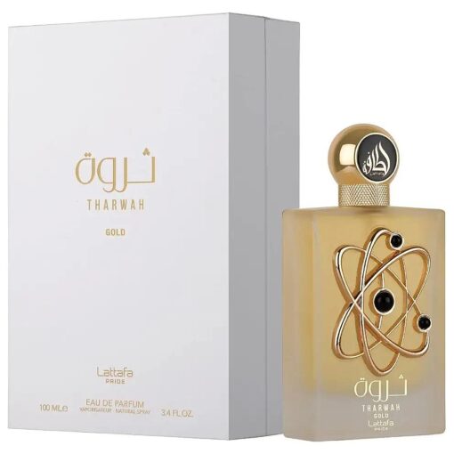 Lattafa Perfumes Tharwah Gold for Unisex Eau de Parfum Spray, 3.4 Ounce