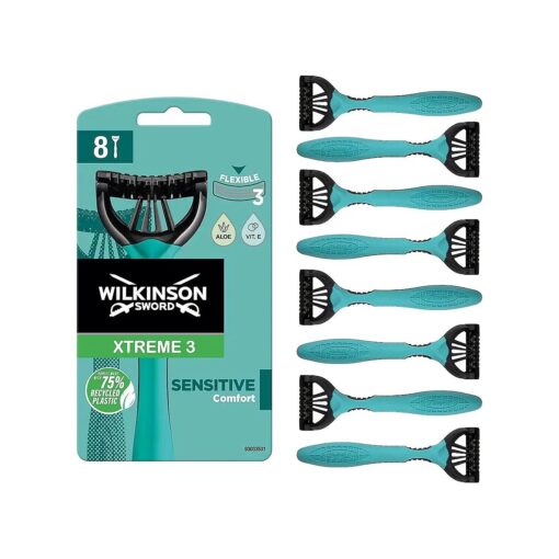 WILKINSON SWORD - Xtreme 3 for Men | Sensitive | Pack of 8 Disposable Razors