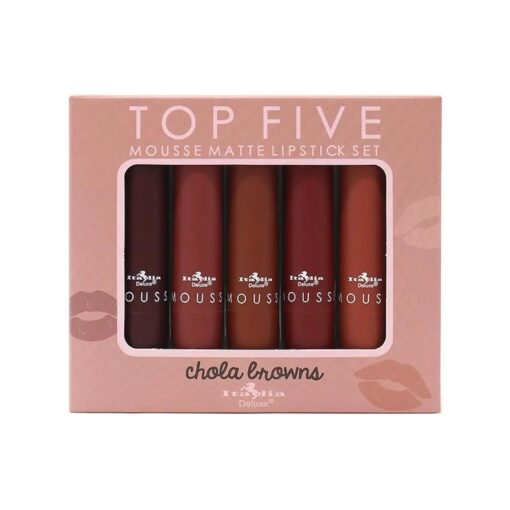 Italia Deluxe Top Five Mousse Matte Lipstick Set Chola Browns