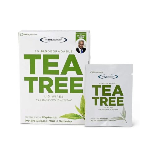 The Eye Doctor Tea Tree Eyelid Wipes - 20x Cleansing Lid Wipes Suitable for Dry Eye Blepharitis MGD and Demodex - Tea Tree, Coconut & Argan Oil