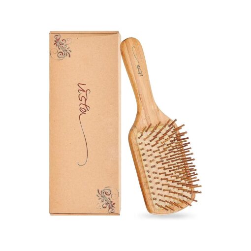 Bamboo Hair Brush for Long, Thick, Curly, Wavy, Dry or Damaged Hair, Bamboo Combs for Hair Reducing Hair Breakage and Frizzy, No More Tangle Bamboo Hairbrush