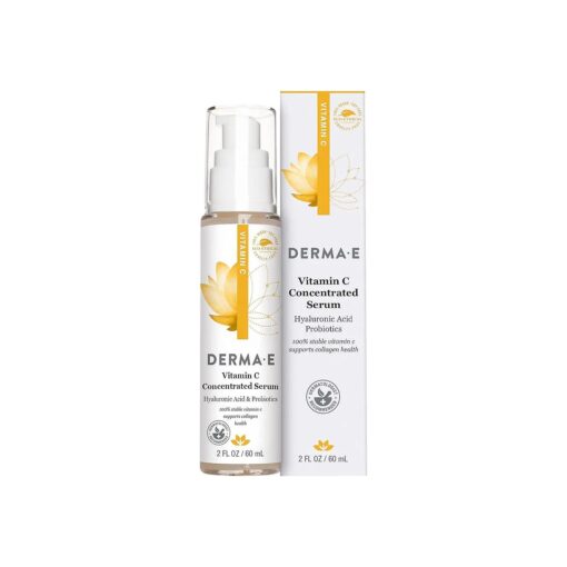 DERMA E Vitamin C Concentrated Serum with Hyaluronic Acid, Vitamin E & Aloe, All Natural, Antioxidant-Rich Concentrated Facial Serum - Firming and Brightening Vitamin C Face Serum, 2oz