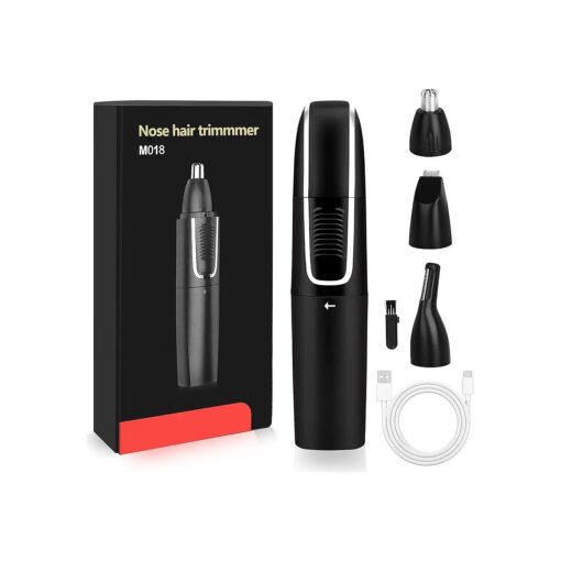 Ear and Nose Hair Trimmer Clipper, Professional USB Rechargeable Painless Facial Hair Trimmer for Men and Women, 3 in 1 Lightweight IPX7 Waterproof Nostril Nasal Hair Vacuum Cleaning System