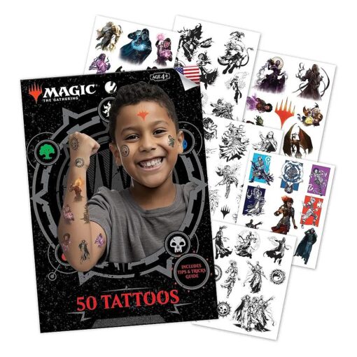 Savvi - 50 Magic the Gathering Temporary Tattoos : Skin-Safe Ink, Great for Birthday Parties, Gifts for Boys and Girls Ages 4-12+, Made in the USA [ 6 sheets, 50 count ]