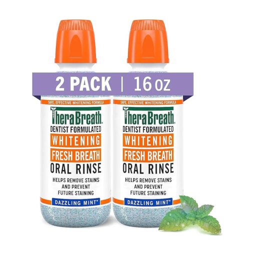 TheraBreath Whitening Mouthwash, Dazzling Mint, Dentist Formulated, 16 Fl Oz ( 2-Pack )