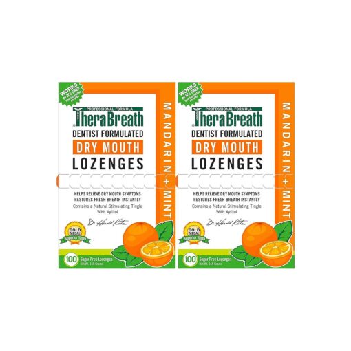 TheraBreath Dry Mouth Lozenges with Zinc, 100 Lozenges, Mandarin Mint, 100 Count ( Pack of 2 )