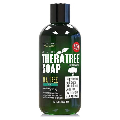 TheraTree Tea Tree Oil Soap with Neem Oil - 12oz - Helps Skin Irritation, Body Odor, & Helps Restore Healthy Complexion for Body and Face TheraTree