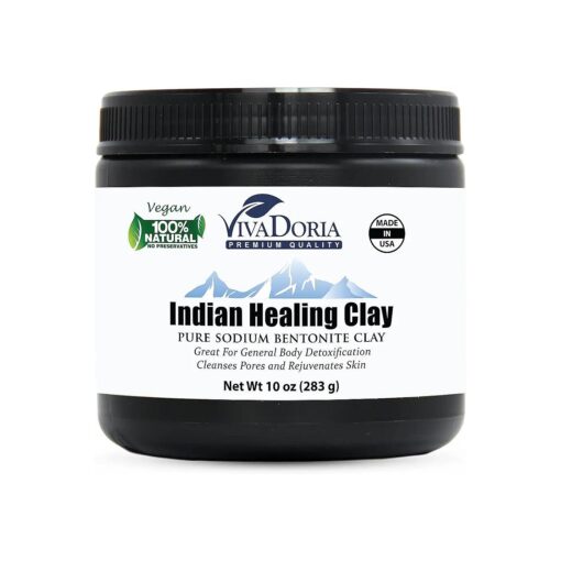 Viva Doria Indian Healing Clay, 10 Oz ( 283 grams ) - Deep Pore Cleansing, Therapeutic Grade, Clay Face Mask, Natural Sodium Bentonite Clay