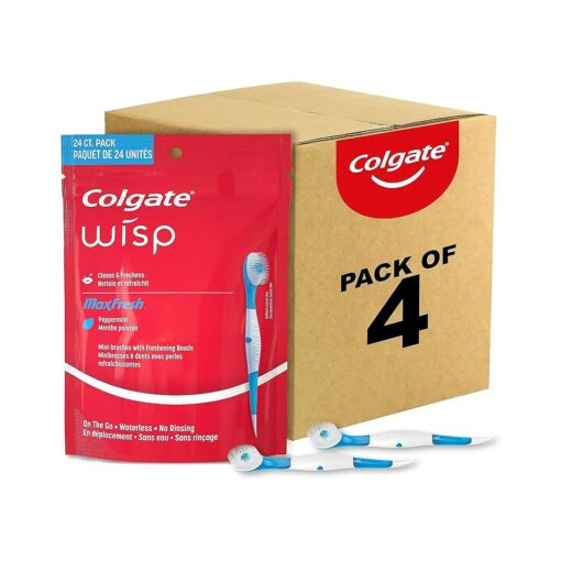 Colgate Max Fresh Wisp Disposable Mini Travel Toothbrushes, Peppermint, 24 Count ( Pack of 4 )