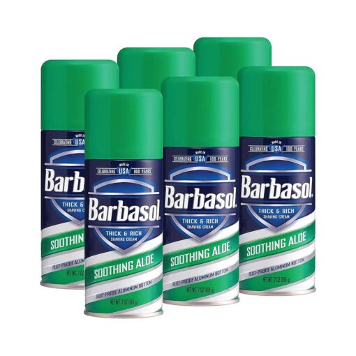 Barbasol Soothing Aloe Thick and Rich Shaving Cream, 7 Ounce, Pack of 6