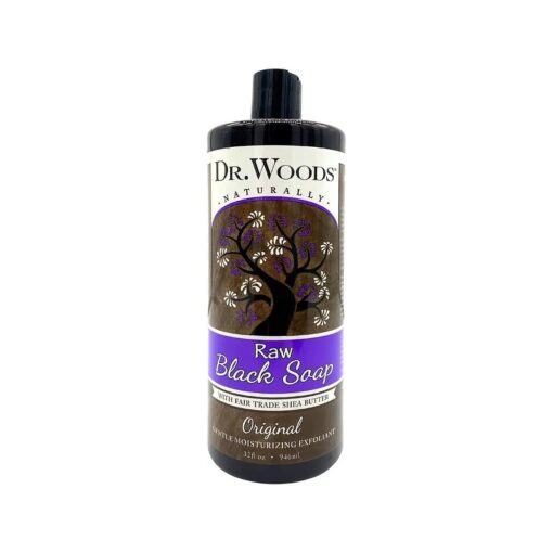 Dr. Woods Raw Black Liquid Castile Soap Body Wash and Hand Soap, 32 Ounce