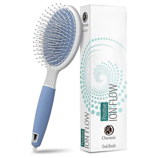 Hair Brush for Thick Hair with Ionic Minerals - Paddle Brush for Men and Women, for Blow Drying, Straightening - Gentle Bristles, Easy Comfort Grip Flat by Osensia ( Oval Brush )