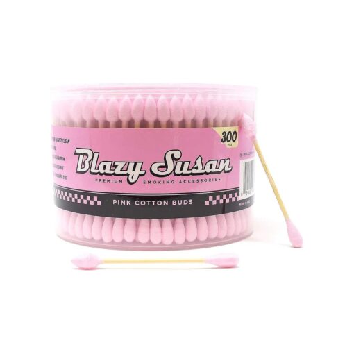 Blazy Pink Cotton Buds | Thick Cotton Swabs | No Residue or Aftertaste | 300ct