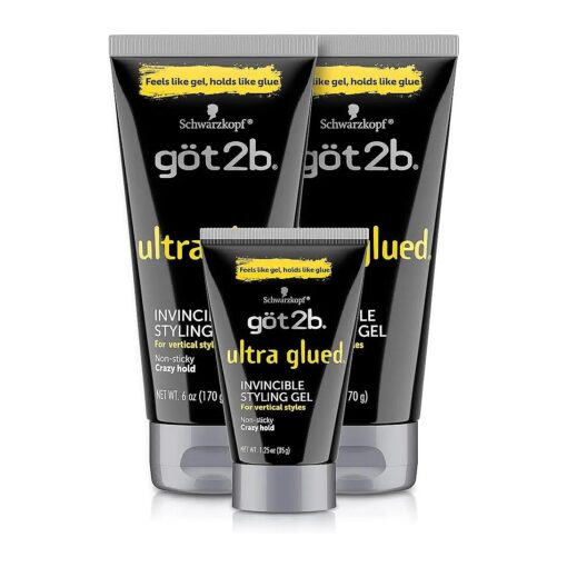 Got2B Ultra Glued Invincible Styling Gel 2 - 6 oz tubes + 1 Travel 1.25 oz tube