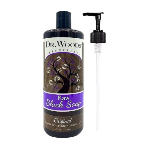 Dr. Woods Raw Black Liquid Castile Soap with Pump, 32 Ounce