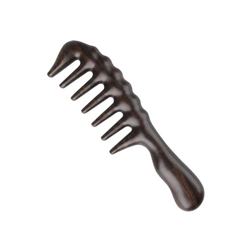 Onedor Handmade 100 % Natural Black Sandalwood Hair Combs - Anti-Static Sandalwood Scent Natural Hair Detangler Wooden Comb ( Thickening Comb )