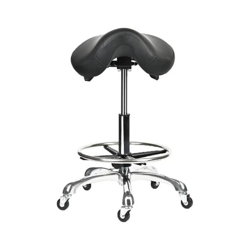 Saddle Tilting Stool Rolling Chair with Thicker Seat Swivel Ergonomic Height Adjustable Footrest Wheels for Beauty Spa Salon Dental Medical Clinic Kitchen Home Office Shop Bar Black