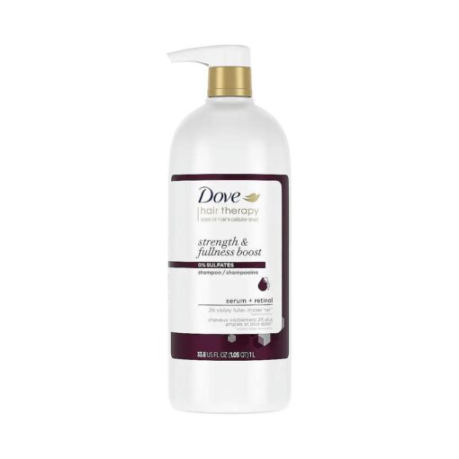 Dove Hair Therapy Shampoo Strengthening Treatment for Thin, Fine Hair Strength and Fullness Boost Sulfate Free Shampoo for 2X Visibly Fuller, Thicker Hair 33.8 oz